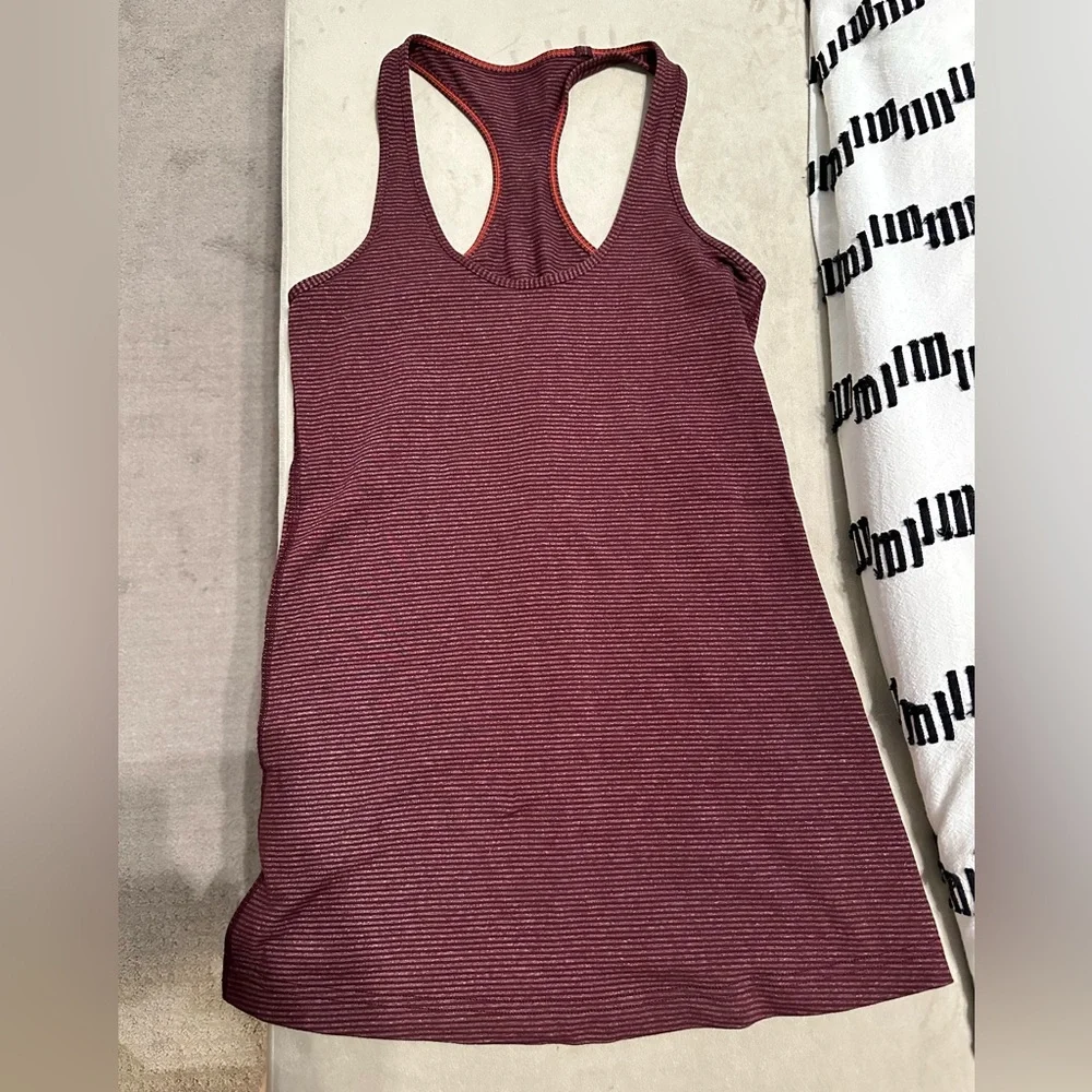 Lululemon Cross Racerback Maroon striped Tank - Picture 2 of 2